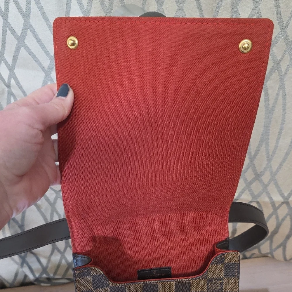Louis Vuitton Dark Brown Checkered Messenger Bag With Dust Bag And Podhmark COA